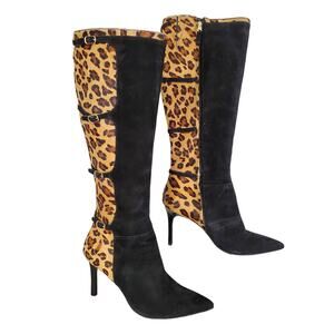 Lauren Ralph Lauren Vallerie Leopard Suede Boots 7.5